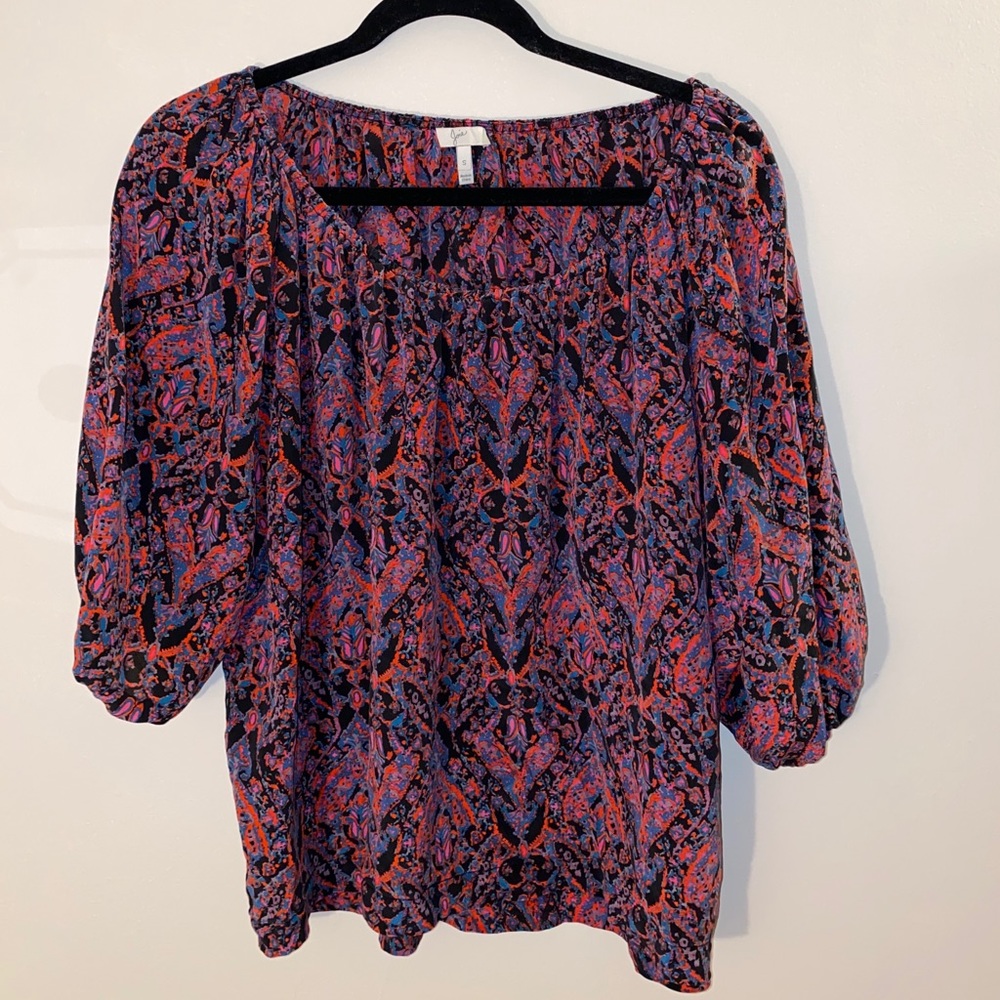 Joie Newbury Silk Abstract Paisley Print Blouse - Picture 5 of 7
